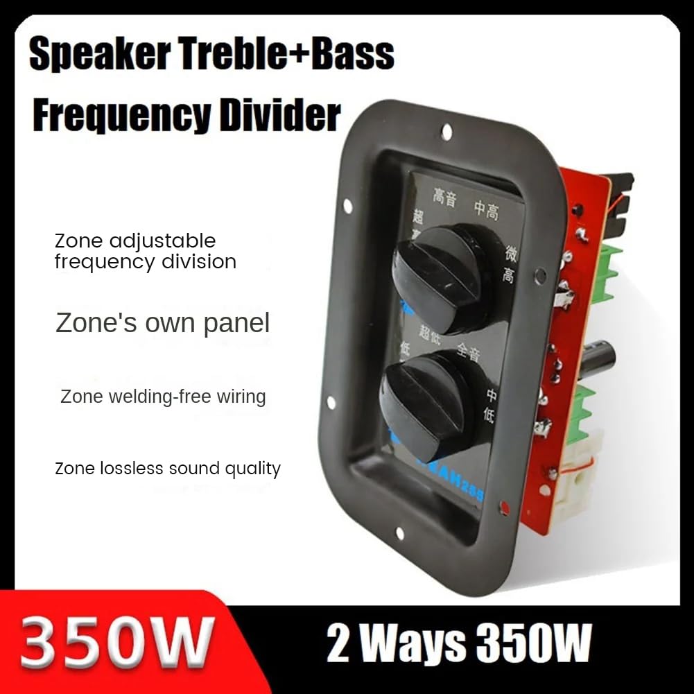 Kqcibz 2 Ways 350W Speaker Treble+Bass Frequency Divider Crossovers Speaker Filters DIY for DIY Home Theater Durable Easy Install Easy to Use, 500418310, Black
