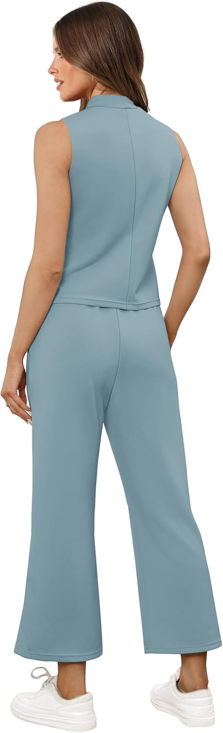 XIEERDUO Two Piece Sets for Women Summer Lounge Sets Beach Vacation Travel Outfits Casual Wide Leg Pants Matching Sets - Image 5