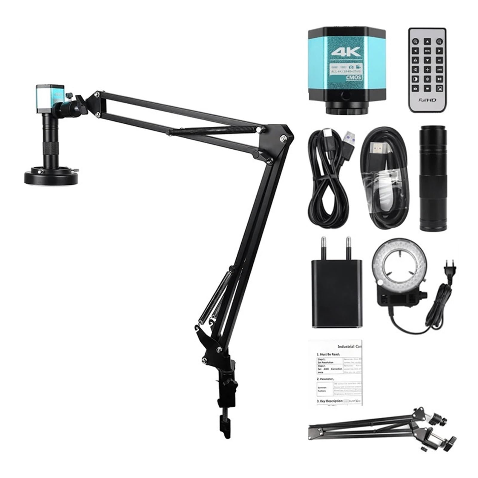 4K Digital Microscope 48MP IMX415 Ultra HD 60FPS HDM/I Type-C Sensor Industrial Camera For Soldering Repai(4006 4K SET 130X)