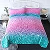 BlessLiving 3 Piece Comforter Set – 3D Printed Pink Glitter Bedding Set with Pillow Shams Girls Women Reversible…