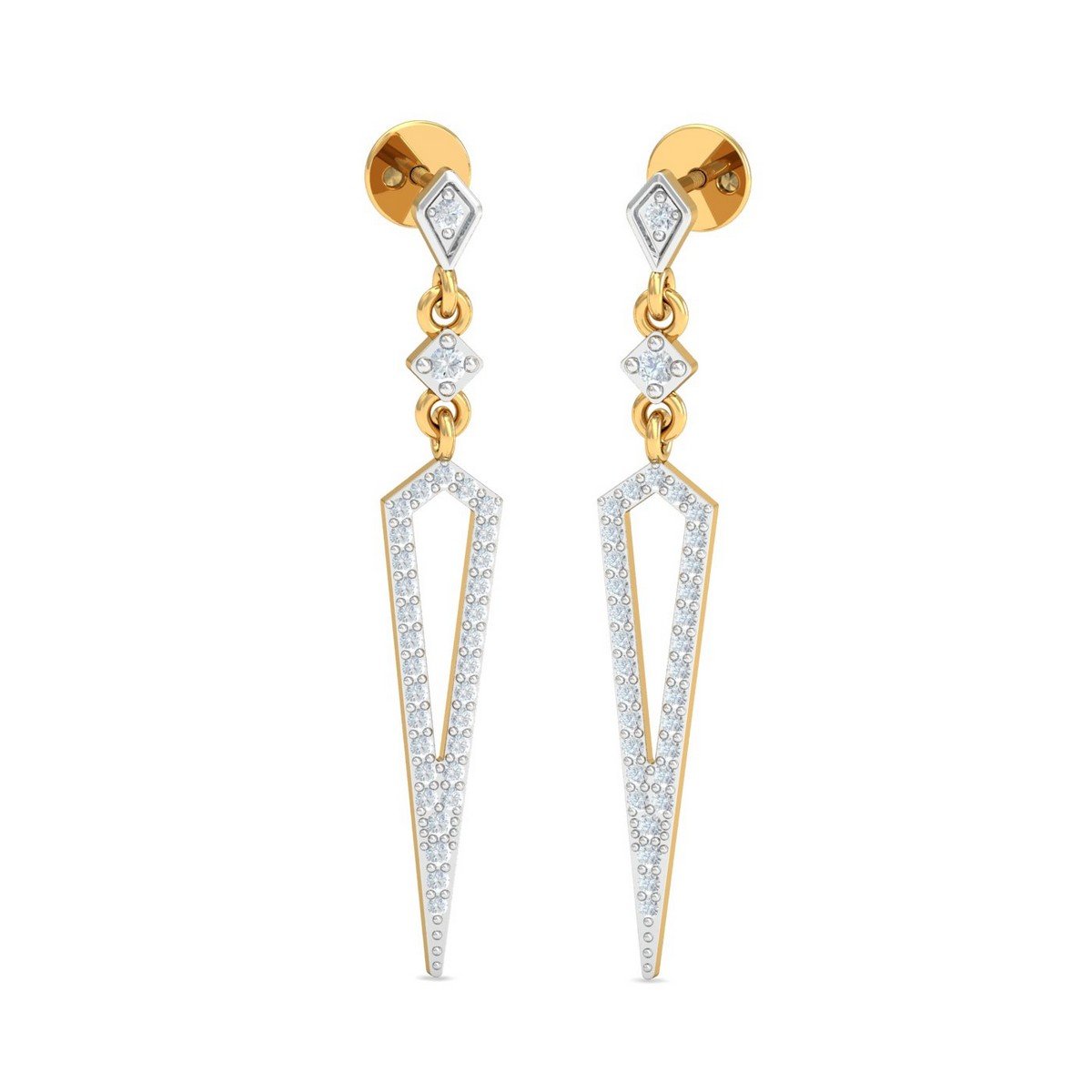 kuberbox 14KT Yellow Gold Diamond Kat Fancy Dangle Earrings for Women-picture-34