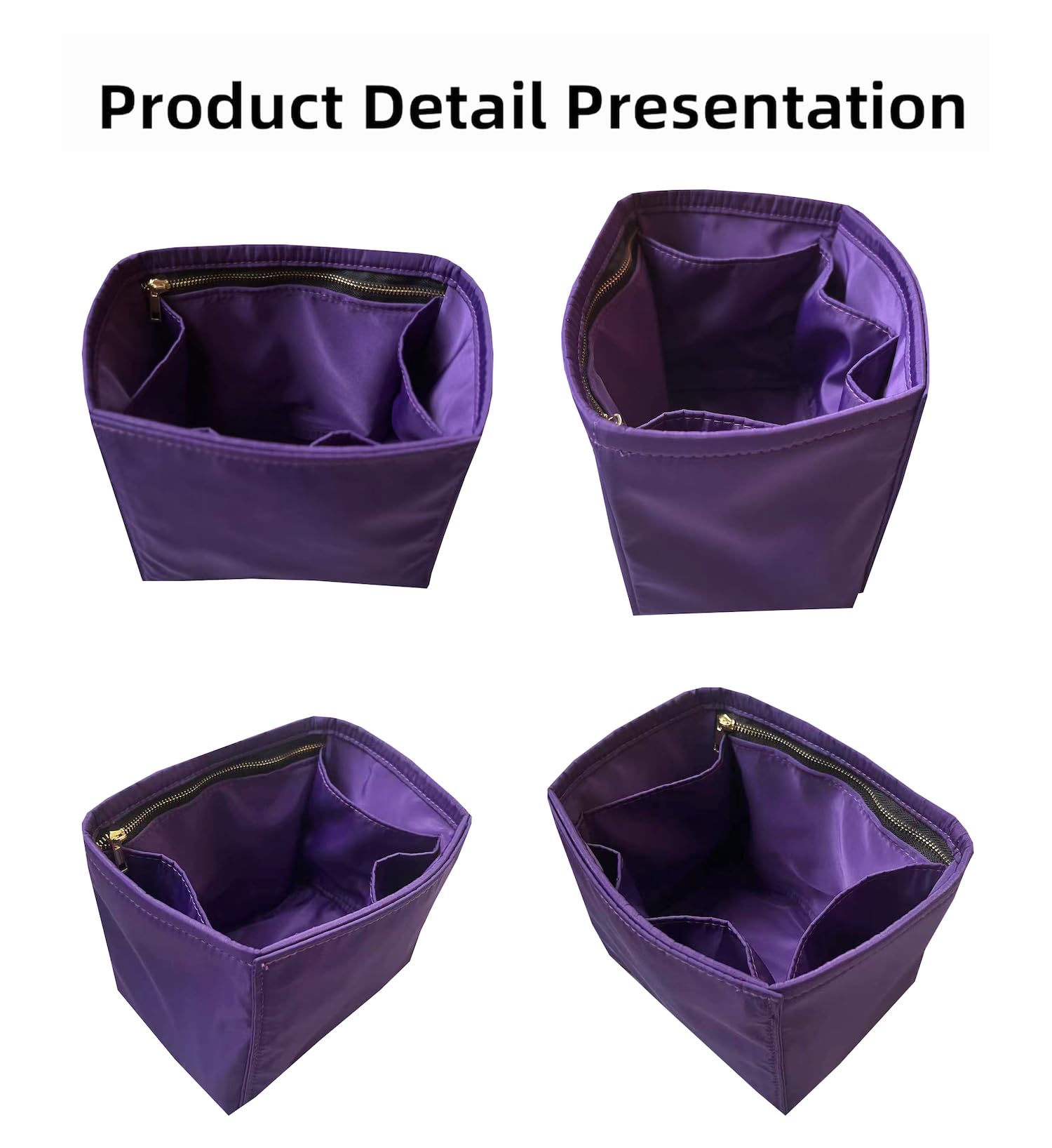 HKERUI Purse Organizer Picotin 18 22 26 Insert Bags Organizer Makeup Handbag Organize Inner Purse Portable base shaper Premium Nylon (Picotin 18, Purple)