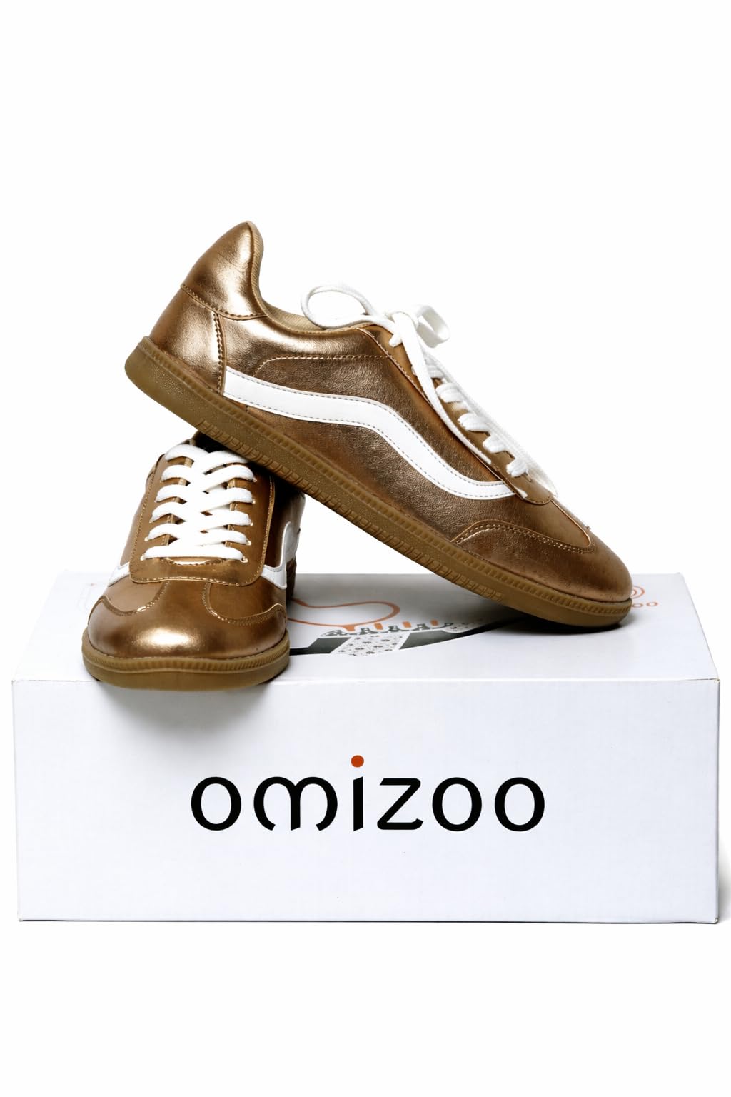 Women’s Metallic Gold Casual Sneakers | Stylish Lace-Up Walking Shoes | Lightweight Comfortable Fashion Sneakers | Trendy Chunky Sole Trainers for Women-image-37