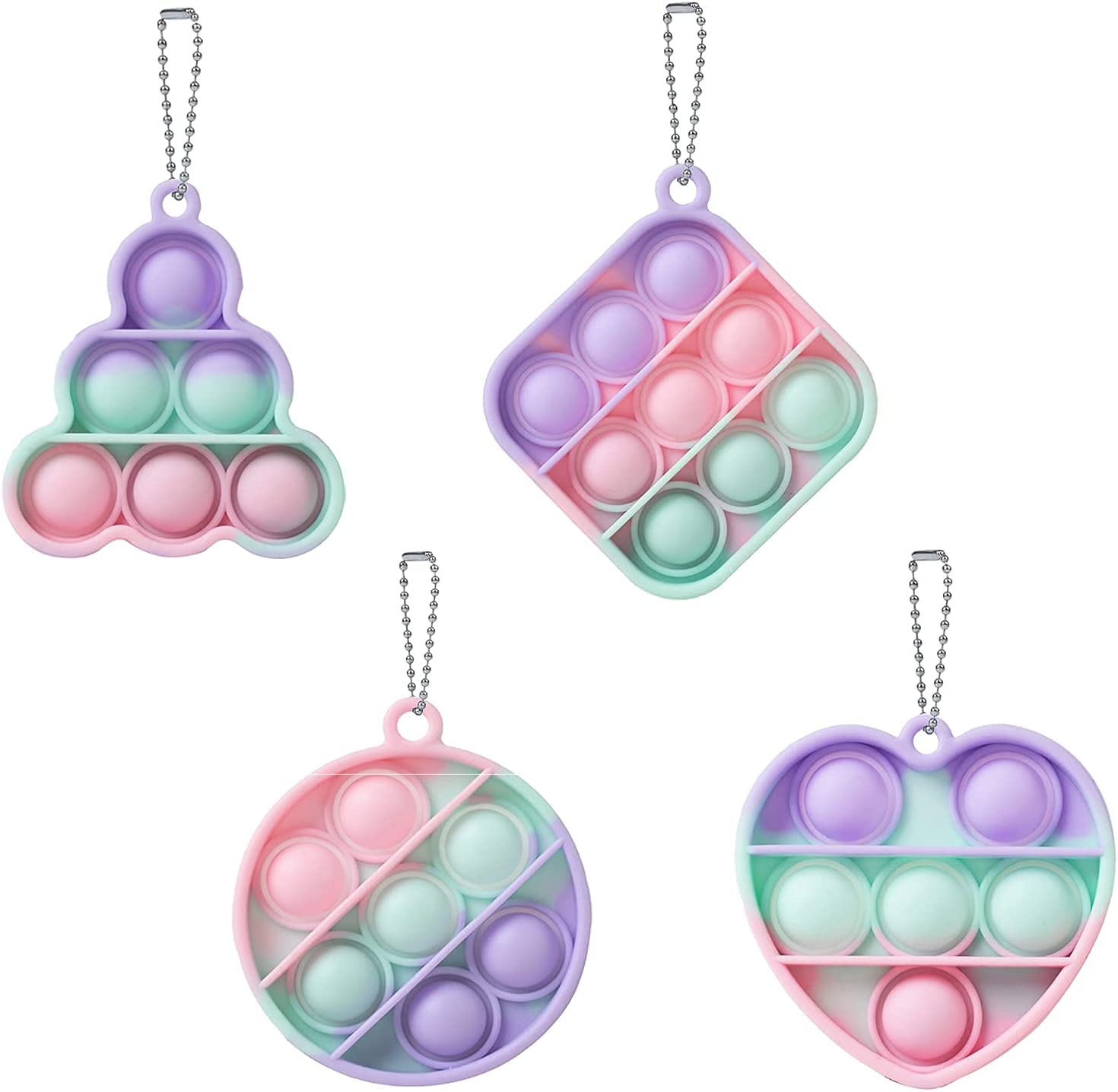 Buy Wikki Mini Pop it Fidget Toy Keychain,4Psc,Mini Push Pop Bubble