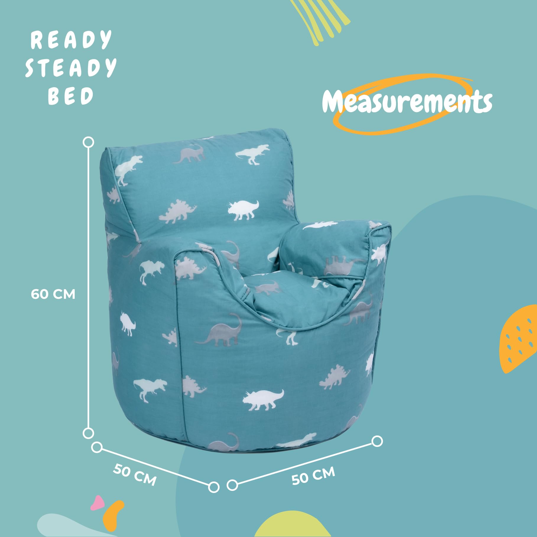 Ready Steady Bed Poltrona per bambini, pouf, comoda mobilia per bambini, morbida e sicura per bambini, per sala giochi, sedia ergonomica (Rex)