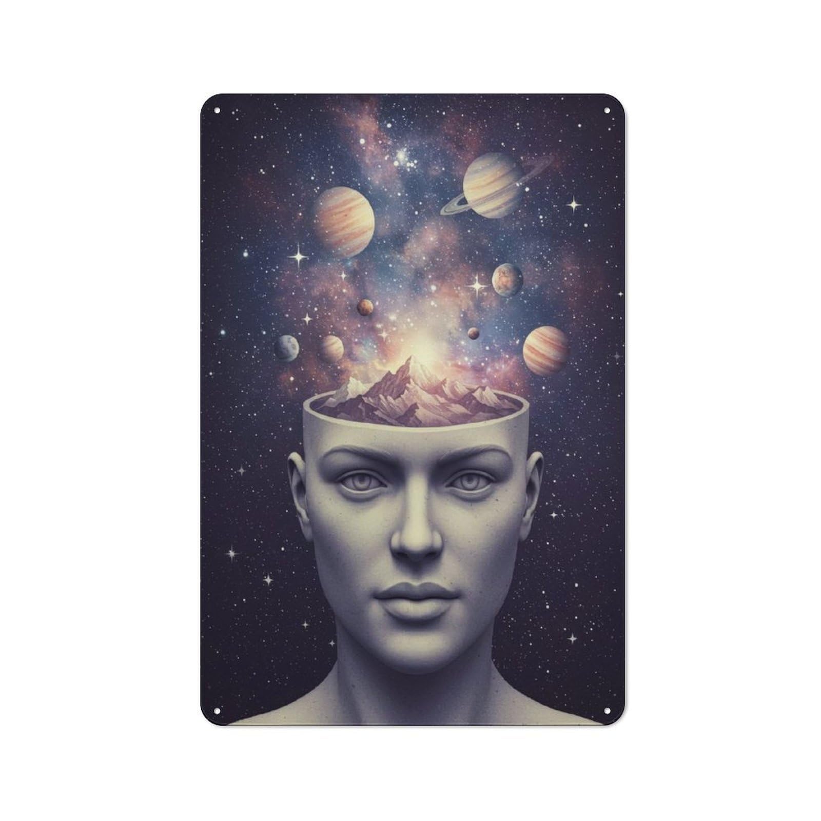 Junmoney Cosmic Mindscape Tin Wall Plaque 30X20cm With For Garage Or Workshop, For Living Room, Hallway And Entrance Wall Decor