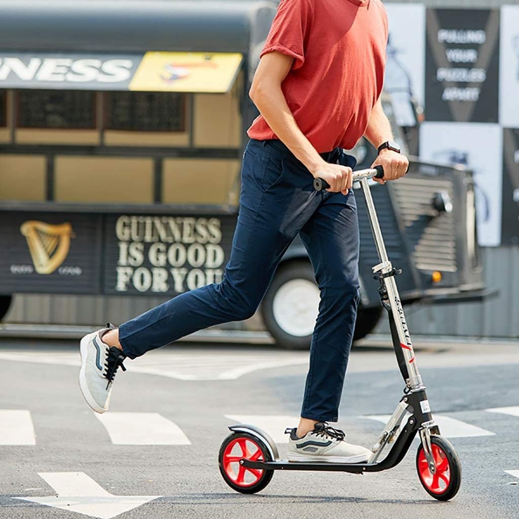 Scooters de Movilidad, Scooter de cercanías, Scooter Ligero, Scooter Plegable de Dos Ruedas para Adultos, Rueda Grande de 20 cm, Altura Ajustable (no eléctrica)
