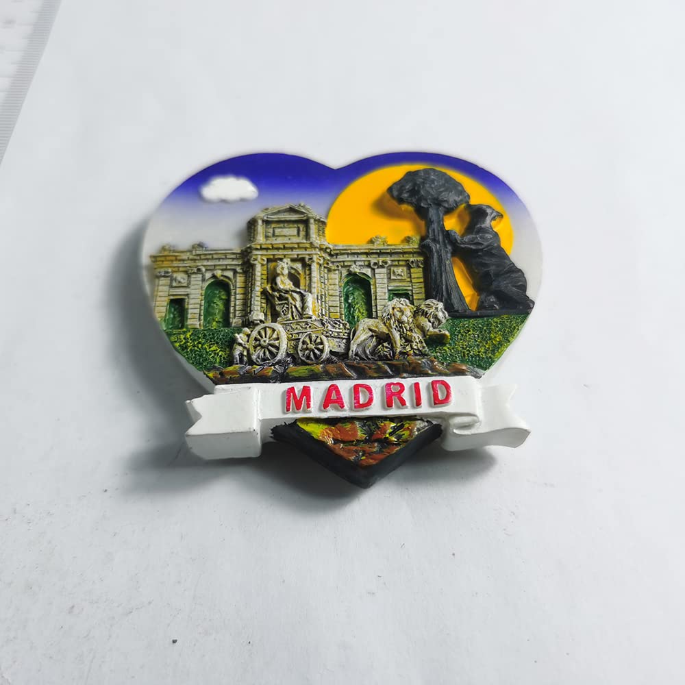 Magnete Frigorifero 3D Madrid Spagna - Souvenir Turistico In Resina, Fatto A Mano, 8x6 Cm, Regalo Viaggio