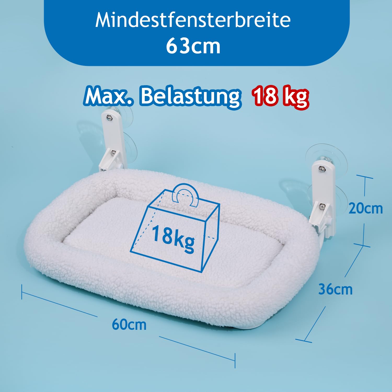 Zakkart Faltbare Katzenhängematte für Fenster - Kabellos, Eingebettetes Maschinenwaschbares Bett, Robuster Metallrahmen, Katzenfensterstange für große Katzen und Kätzchen (weißes, groß)