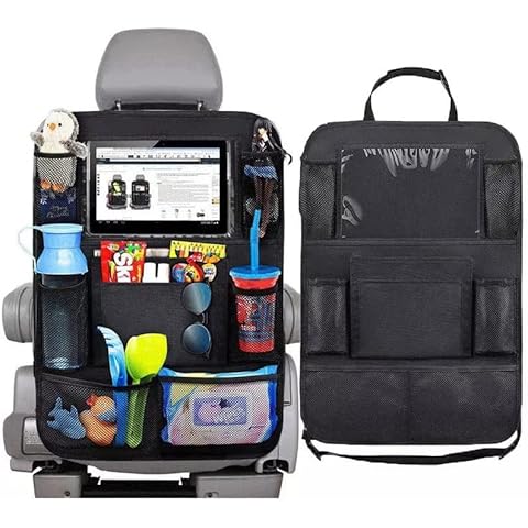 KAIJIELY Car Backseat Organizer 2 Pack Waterproof and Durable Car Seat Organizer Back Seat Storage Bag with Touch Screen Tablet Holder to Organize Toy iPad Bottle Snacks Books for Kids (TWO PCS) Cover