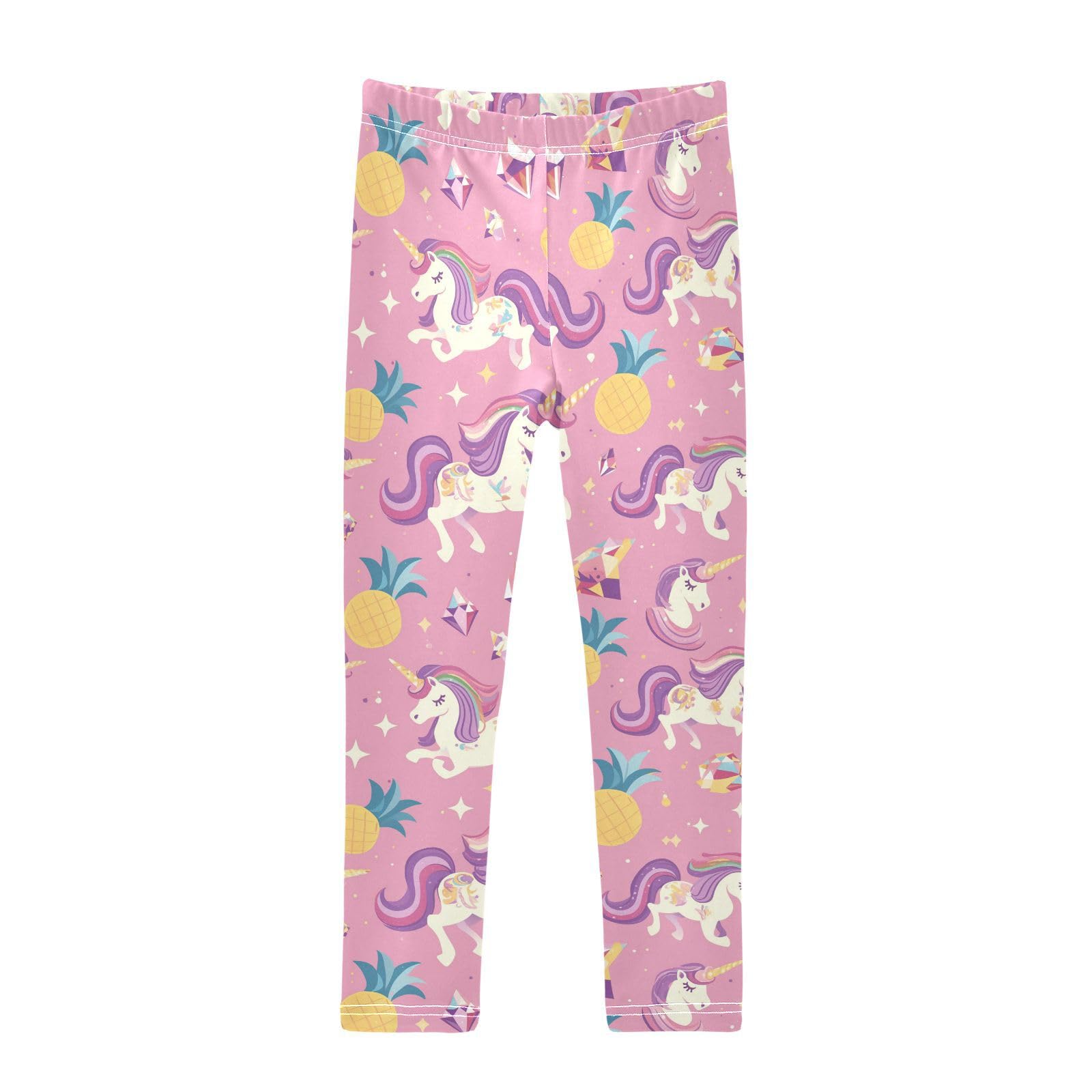 Cute Unicorns Girls' Leggings Toddler Doodles Diamonds Pineapples Kids Yoga Pants Dance Active Tights 4T Multi