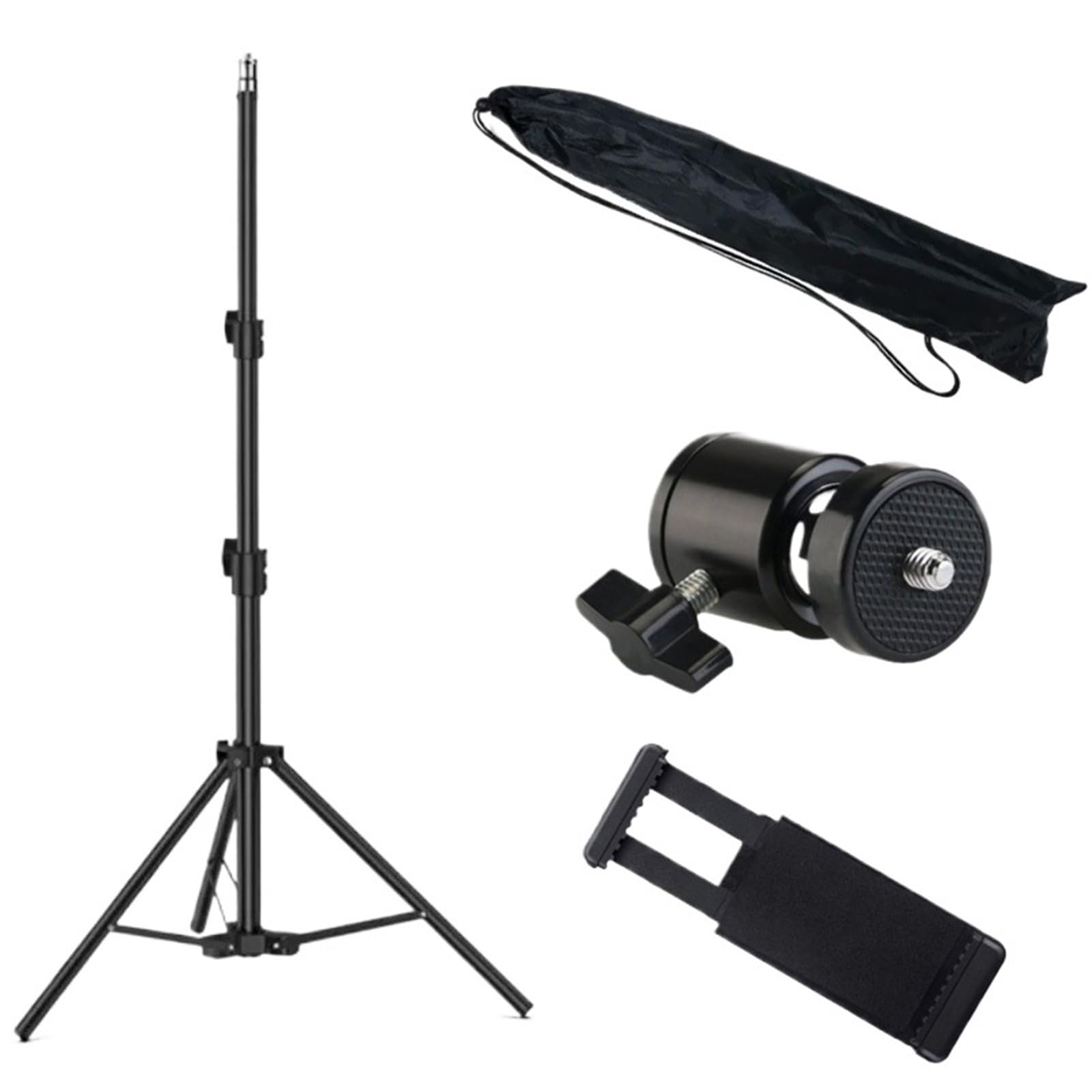 Genérico Compatible con trípode for transmisión en Vivo de 160 cm con luz for Selfies, Soporte for teléfono y termómetro for cámara(160cm Recommend)