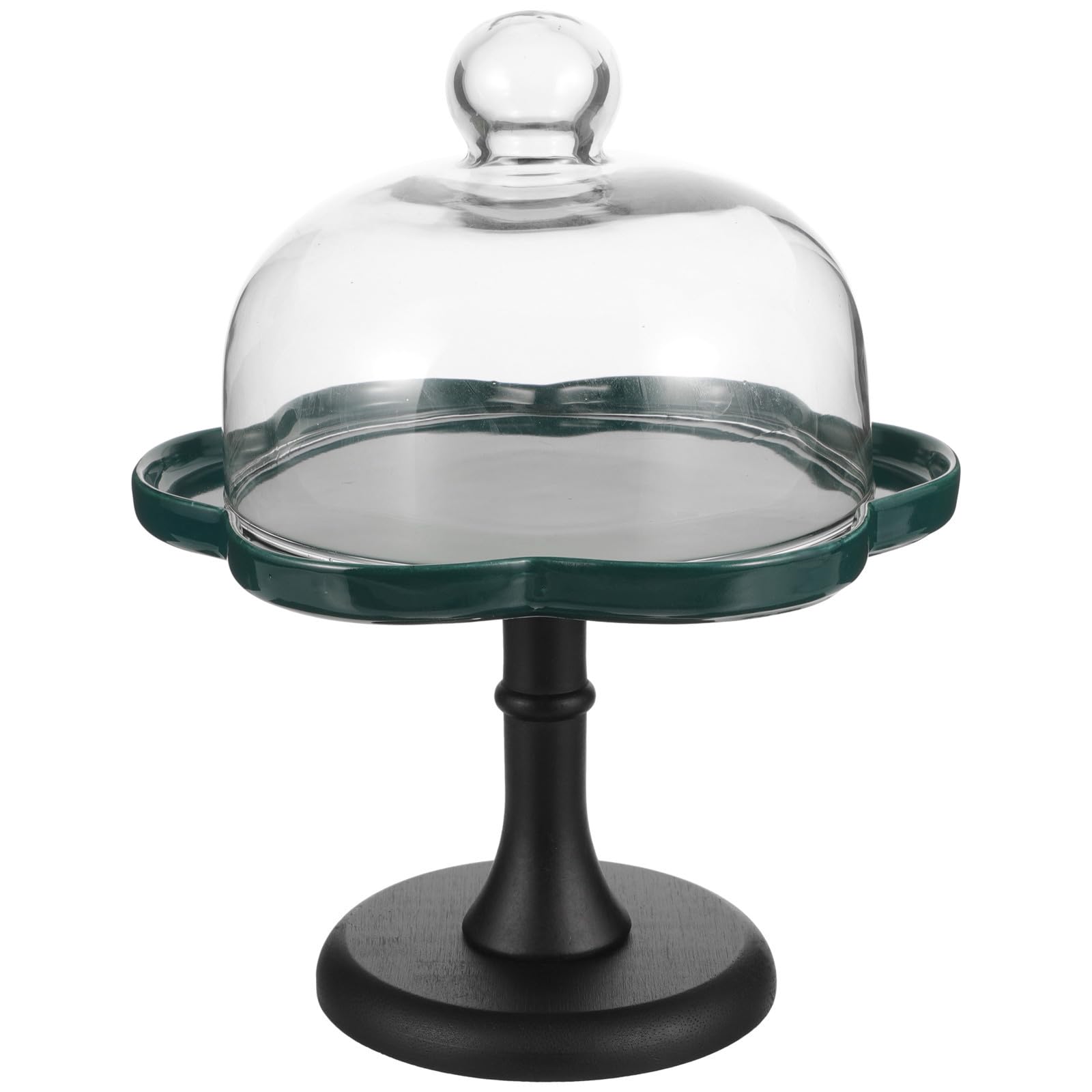 VALICLUD Alzata per Dolci con Cupola in Vetro Trasparente Verde | Design con Base Alta, Adatta a Cupcake e Torta, Facile Pulire e Trasportare, per Feste di Compleanno