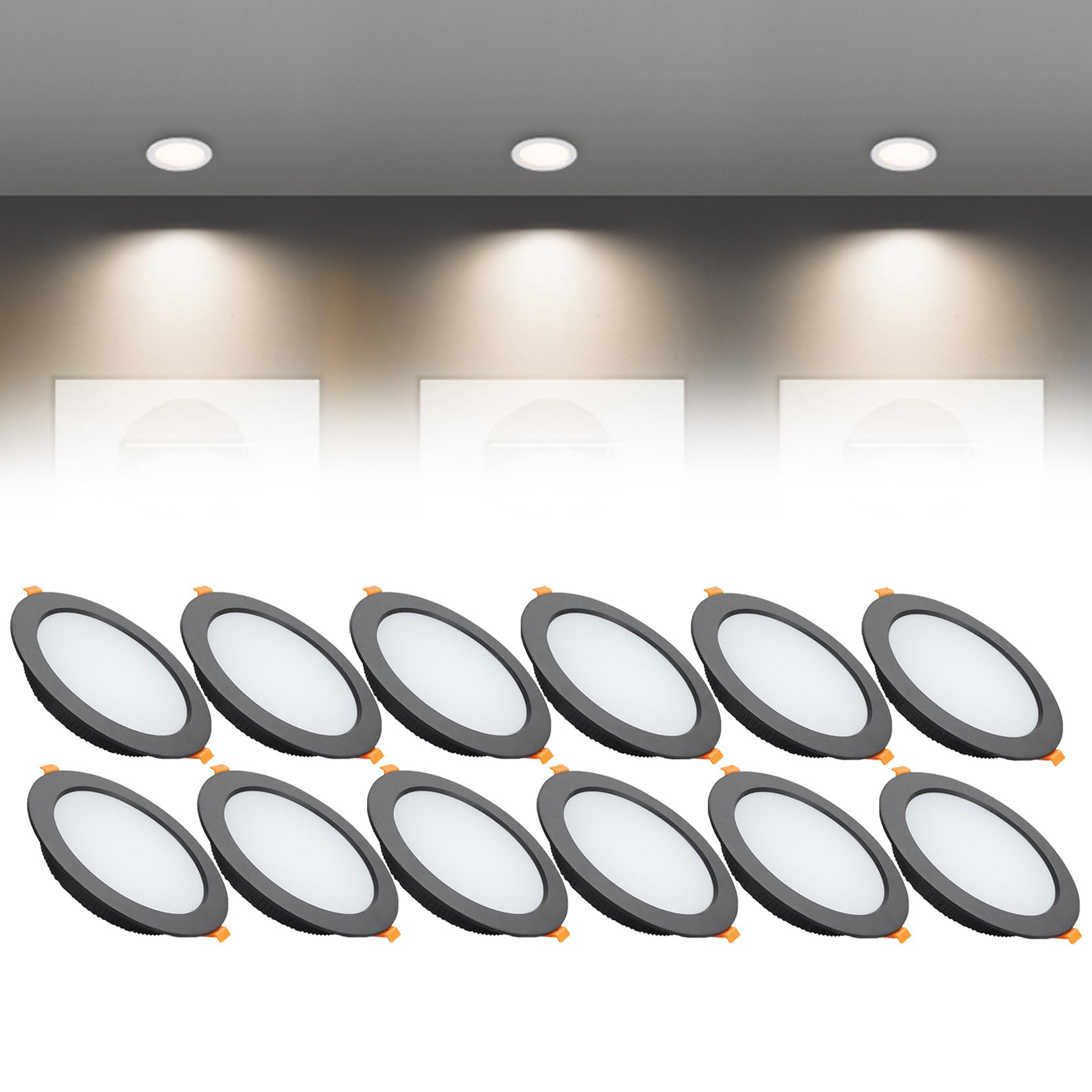 Syibelters 21W LED Recessed Ceiling Lights 180mm Natural White 4000K 21W 240LM, Cut Φ160-170mm, AC110-240V Ultra Slim Downlights, LED Panel Light for Living Room Hallway, 12 Pack