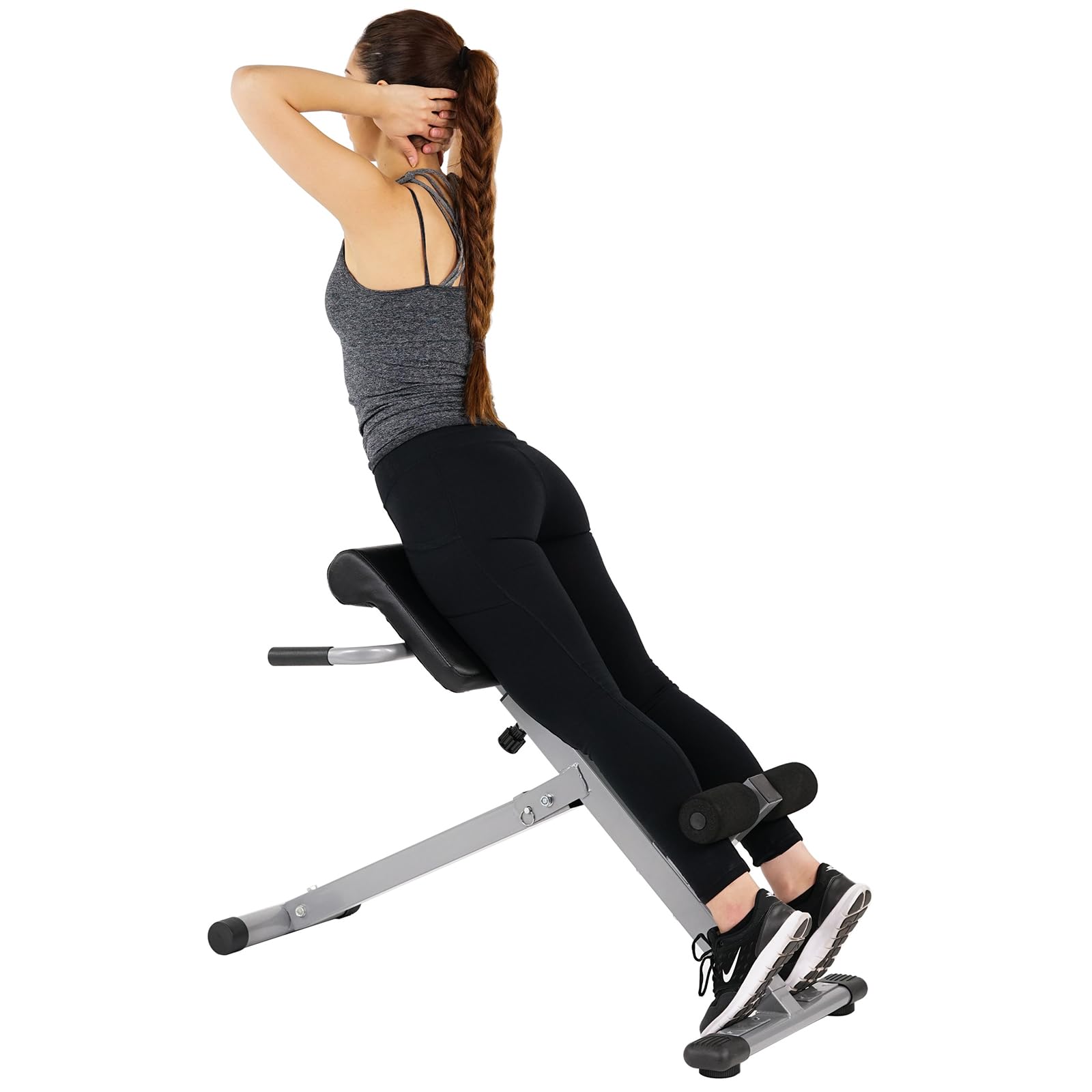 Sunny Health & Fitness Klappbar Roman Chair, Back Hyperextension Bench | Verstellbar Height, Trainiert Rücken, Bauch und Core, Heimtraining, 115-120 kg Belastbarkeit, Verbessert Flexibilität