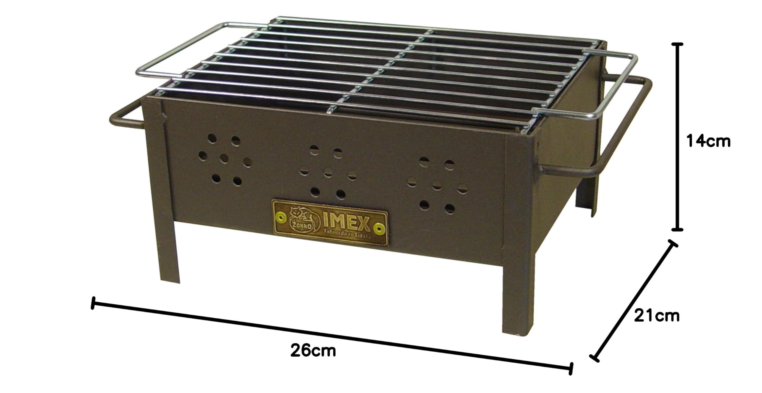 IMEX EL ZORRO 71429.0 Barbacoa Sobremesa con Parrilla Cincada, Negro, 26 x 21 x 14 cm