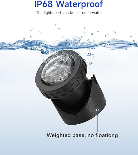 Miniatura 10 de Luces de estanque subacuáticas, luz de fuente de agua de colores, luces LED sumergibles con peso IP68, iluminación de paisaje impermeable con lente