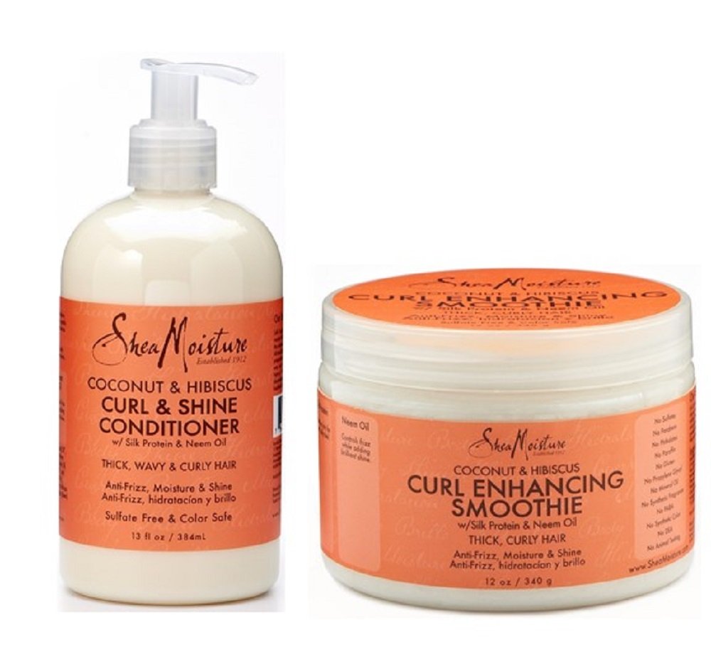 SHEA MOISTURECoconut and Hibiscus Combination Pack – 13 oz. Curl & Shine Conditioner & 12 oz. Curl Enhancing Smoothie