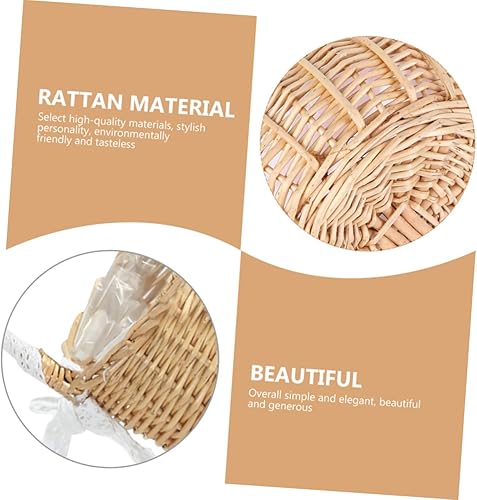 Miniatura 6 de Holibanna 3 Pcs Hand Woven Flower Basket Seagrass Picnic Hamper Wicker Picnic Baskets Easter Basket with Handle Wedding Candy Basket White Lace