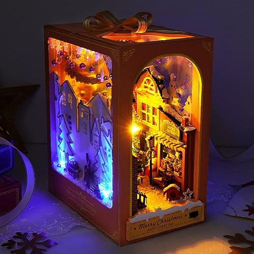 Miniatura 4 de Juego de rompecabezas de madera en 3D para casa de muñecas, kit de casa de muñecas colgante de madera con luz LED, decoración de cumpleaños,