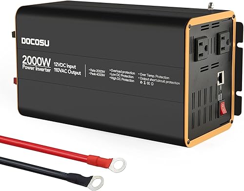 Inversor de corriente de 3000 W, inversor de 12 V CC a 110 V CA para el hogar, 3 salidas de CA, puerto USB, ventiladores inteligentes duales,