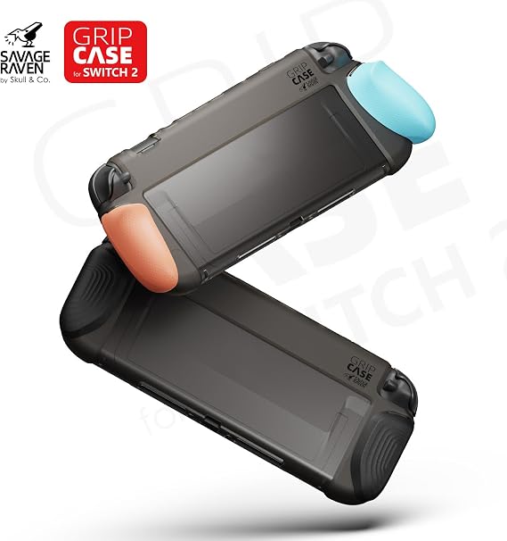 Savage Raven By Skull & Co. GripCase Bundle: Soft Protective Case with Replaceable Grips [to fit All Hands Sizes], Hardshell Huge Storage Carrying Case for Nintendo Switch 2-Black