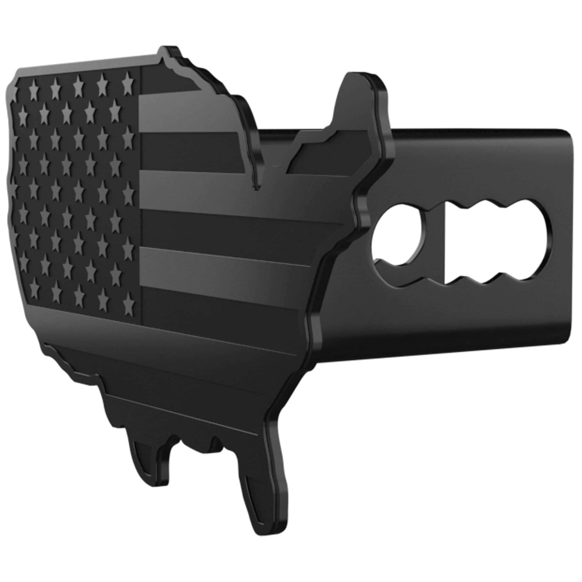 7"x4" Black USA Map Flag Metal Hitch Cover