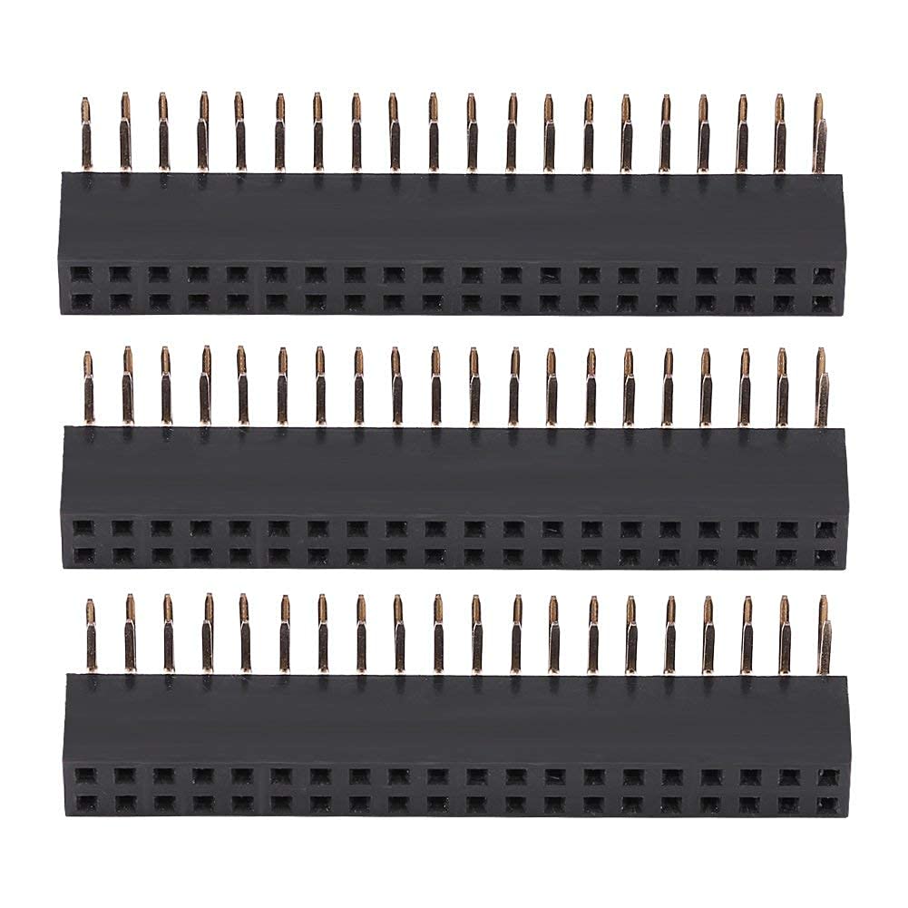 Lot De 3 Connecteurs Femelles 2x20 Broches (40 Pins) 2,54 Mm – Double Rangée, Broches Courtes, Pour Breadboard, Raspberry Pi Et PCB