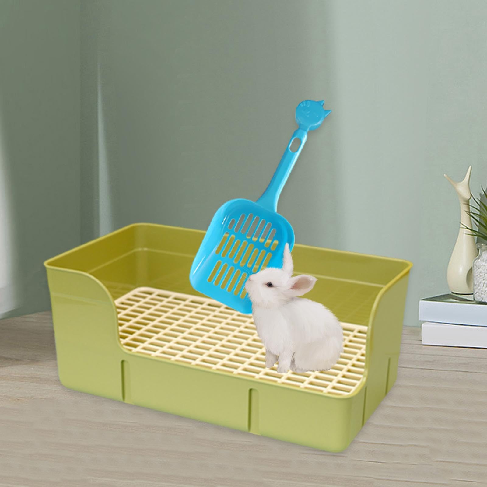 Toilette per Conigli e Accessori per furetti, vaschetta Anti-Schizzi, Verde