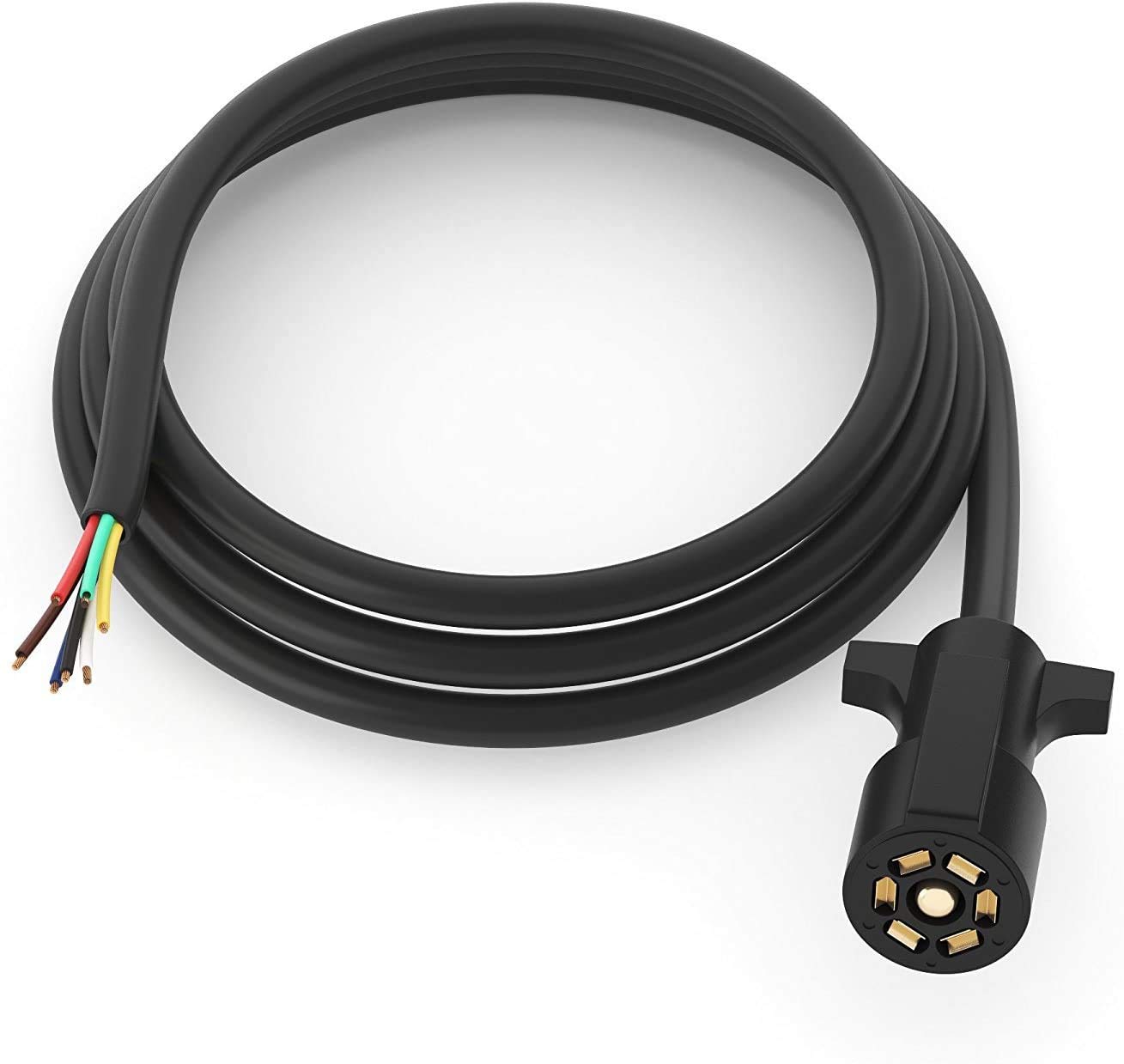 BougeRV 7 Way Trailer Plug Weatherproof Trailer Wiring Harness 7 Pin