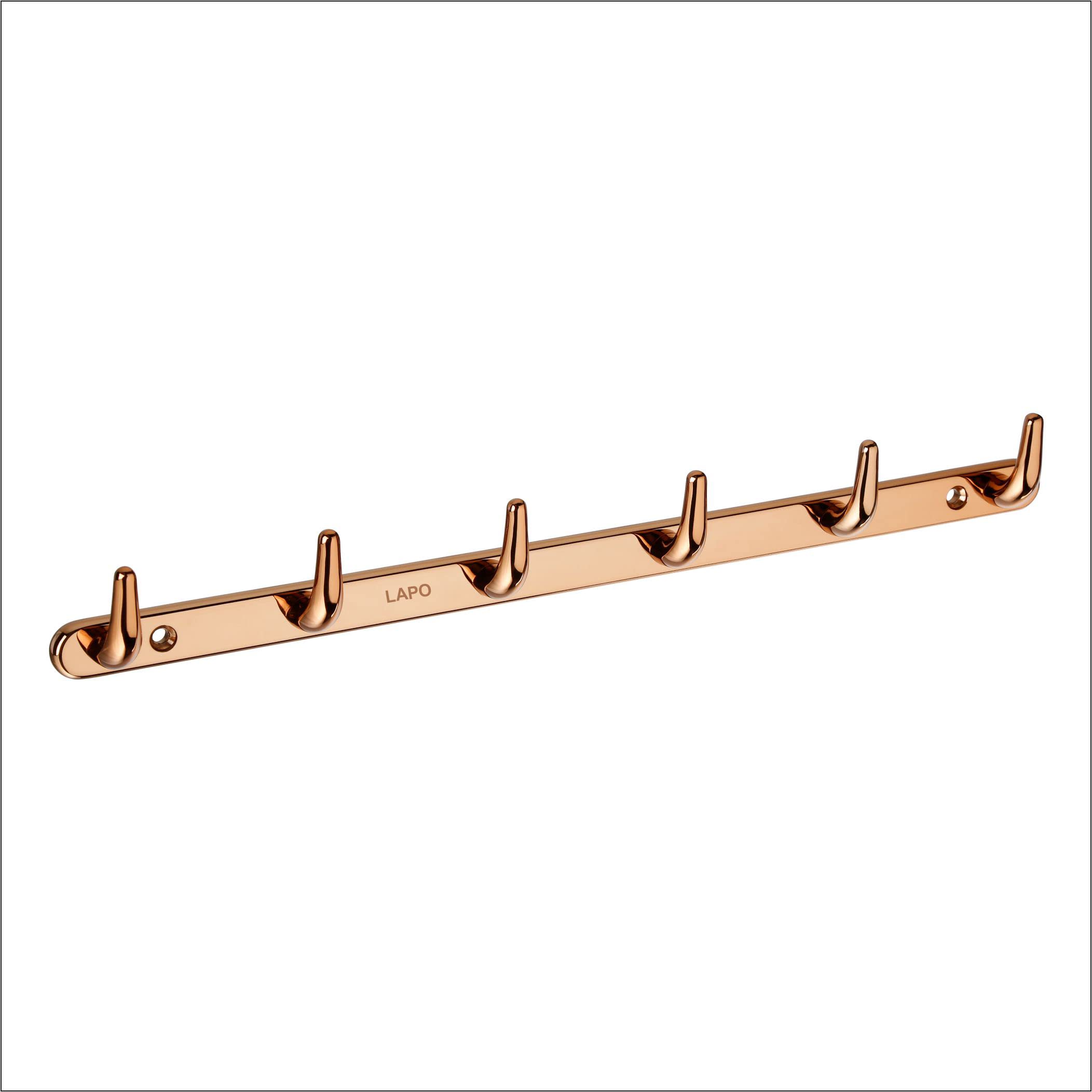 LAPO Heavy Duty 6 Pin Bathroom Cloth Hooks, Door Hanger, Wall Hooks Rail for Hanging Clothes and Keys, Bathroom Accessories (Rose Gold Finish, Pack of 4) (B0BDR7ZMFM) Amazon Price History, Amazon Price Tracker