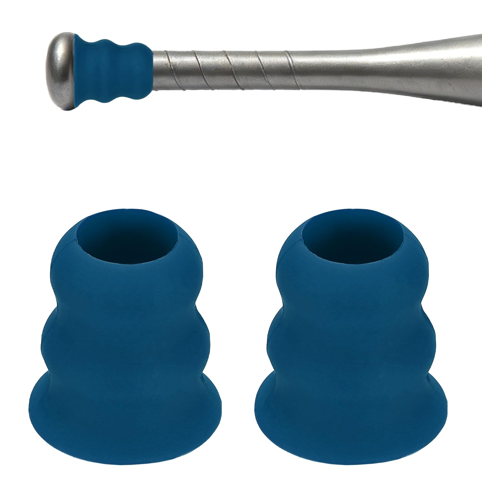 YELARXI Bat Taper, Bat Knob Taper Softball Grip Silicone Non-slip Ergonomic Enhanced Grip Easy Installation 2Pcs & Dark Blue - Fit for (Most Softball Bats/Baseball)