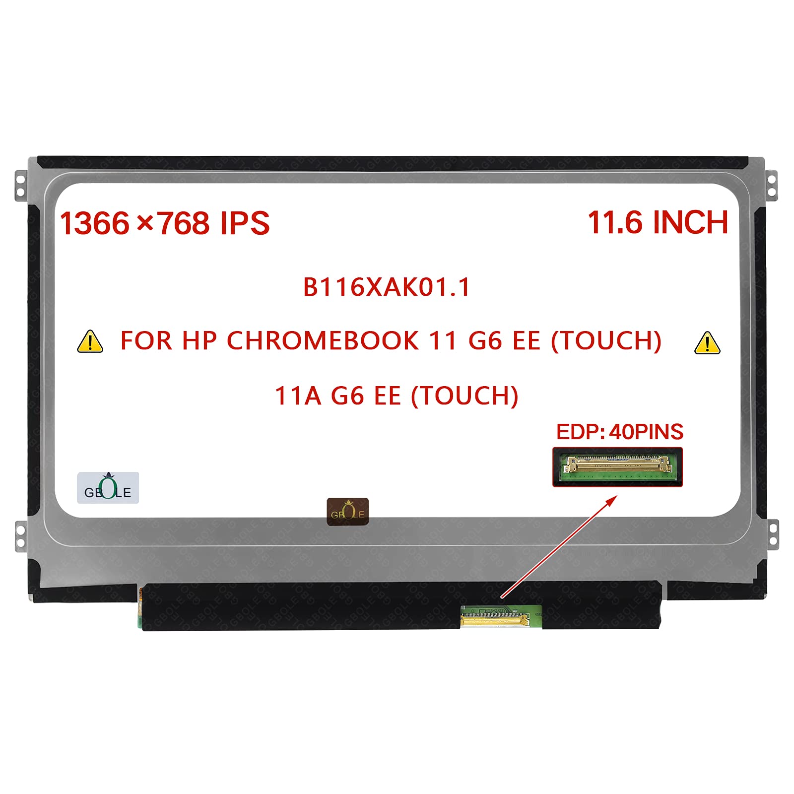 LCD Screen B116XAK01.1 B116XAK01.2 LED Dispaly Touch Panel Connector 11.6" HD 1366x768 EDP 40 Pin LC