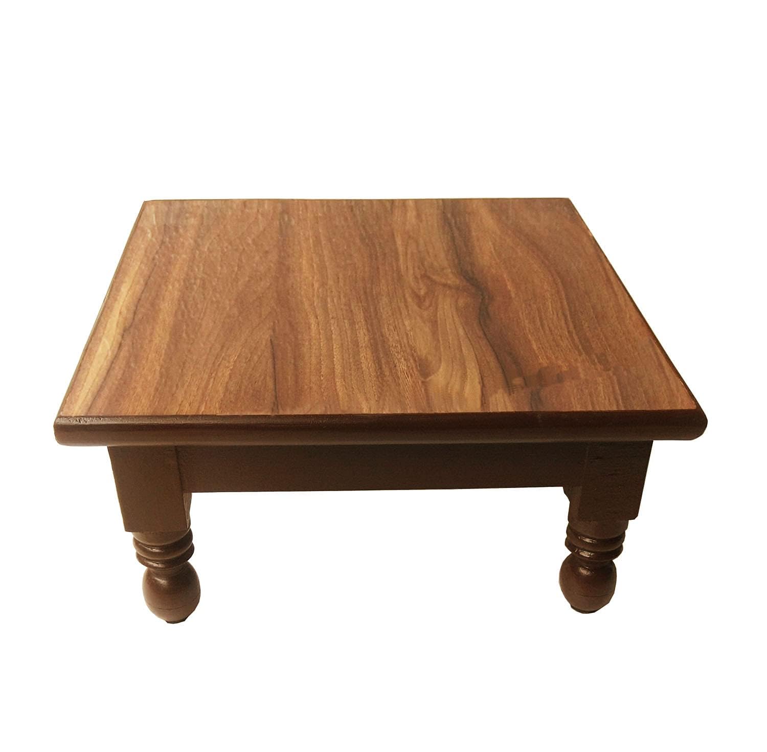 Wooden (16X16 Inches) Large Size Handmade Stool For Living Room Decoration, Puja Chowki And Bedroom Stool For Sitting And Footstool. - Multicolor-image-43
