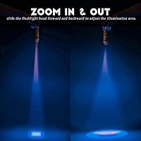 Vista 3 de Flashlight with UV Light, 365nm Ultraviolet Blacklight Wood's Lamp Zoomable, 2 Modes Small LED Torch Detector for UV Glue Curing, Verification of