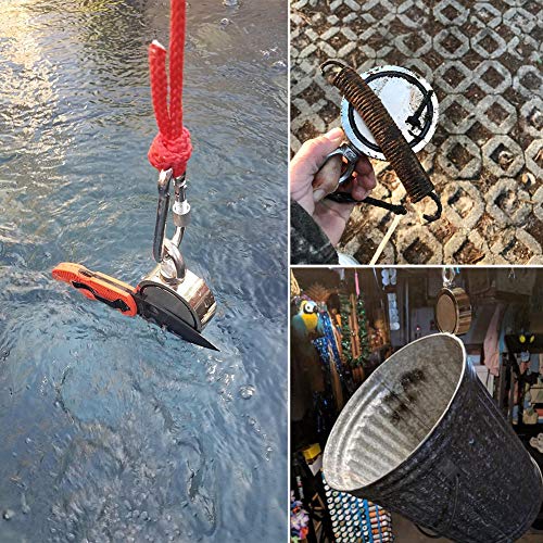 image for EVISWIY Fishing Magnets Double Sided 660LBS with Rope 65FT Carabiner G