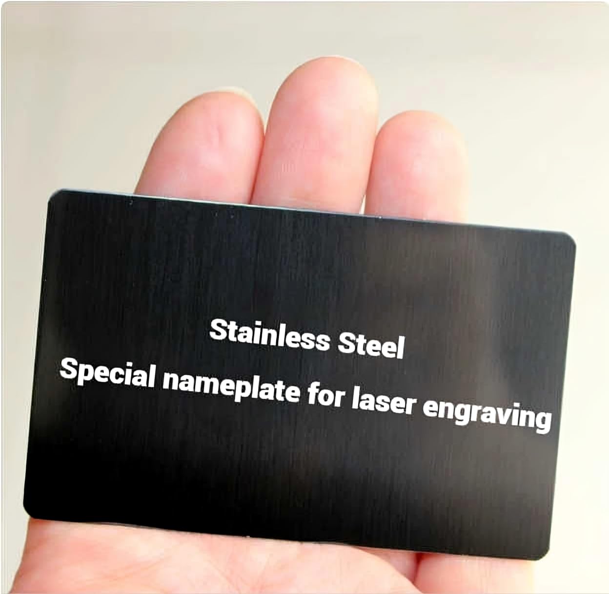 50 Stück einseitige Visitenkarten aus gebürstetem schwarzem Edelstahl, blanko, Lasergravur, Edelstahl-Karten für Haus, Büro, Kunden, DIY-Geschenk, 88 x 53 x 0,4 mm