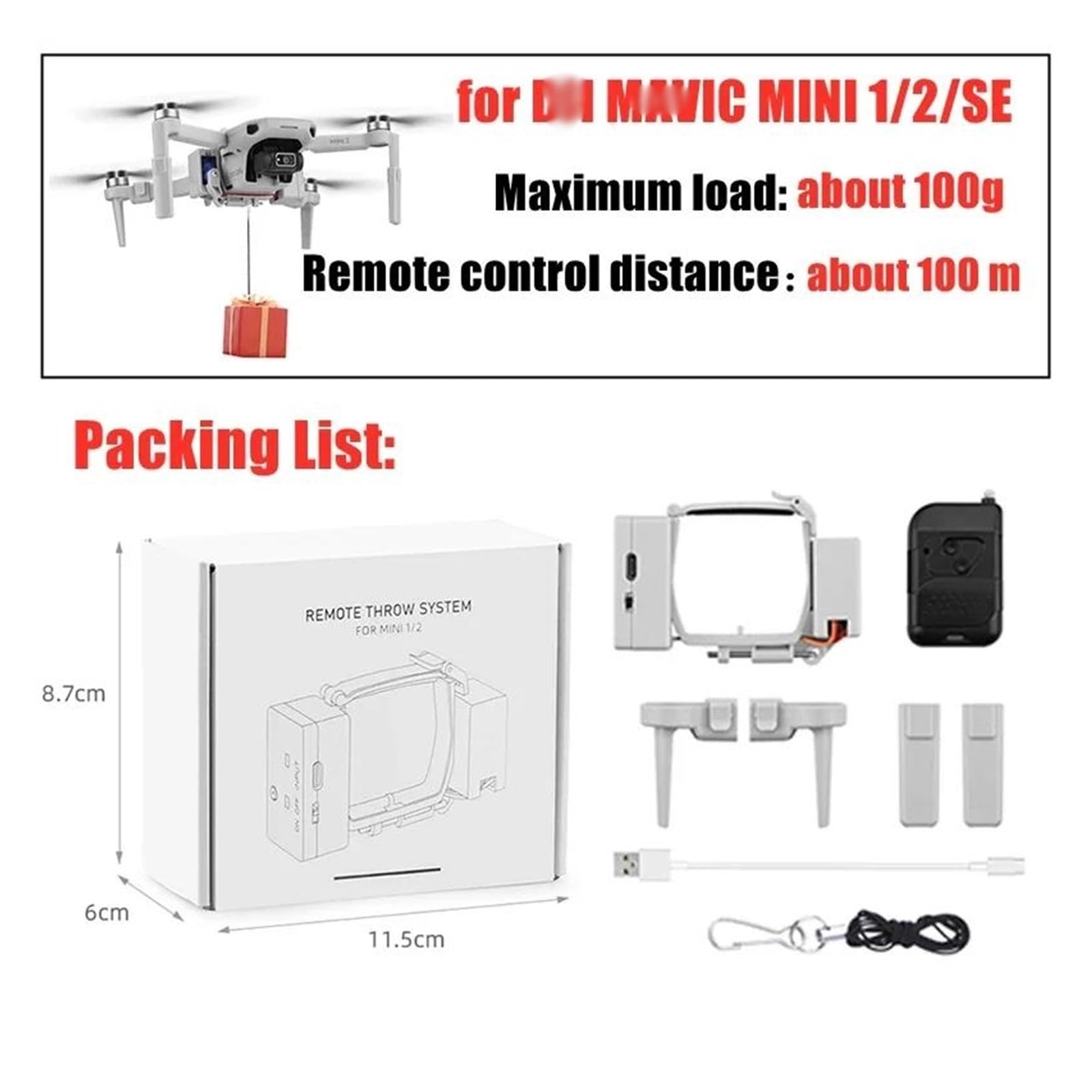 Drone Airdrop Sistema Per DJ&I Mini 4K/Mini 2/SE/Ma&vic Mini Drone Airdrop Air Drop System Lanciatore Esca da Pesca Regalo Gettare Consegna