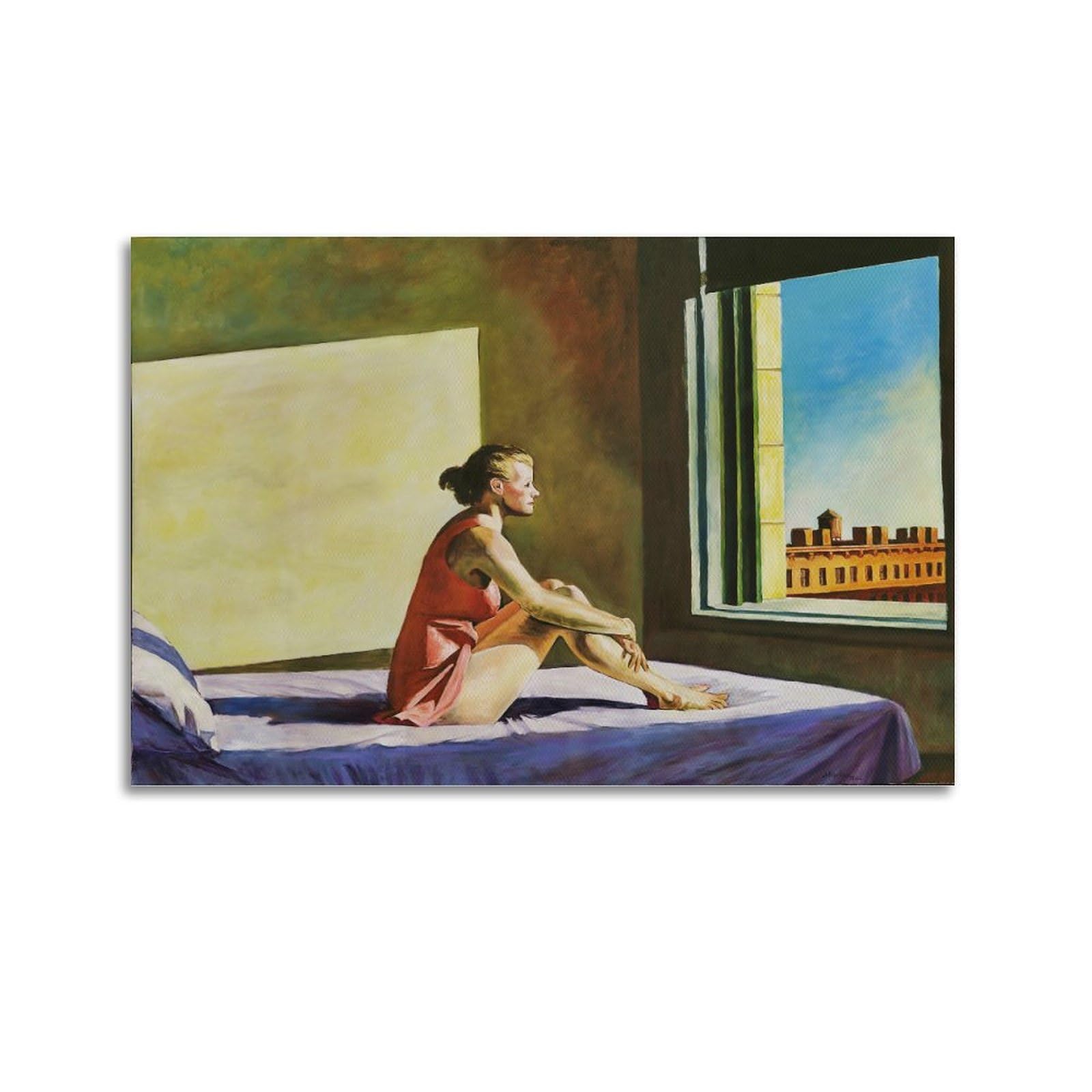 Drynda Unframe-Style Edward Hopper Poster Morning Sun Canvas Art And Wall Art Picture Print Modern Family Bedroom Decors 12X18inch(30X45cm)