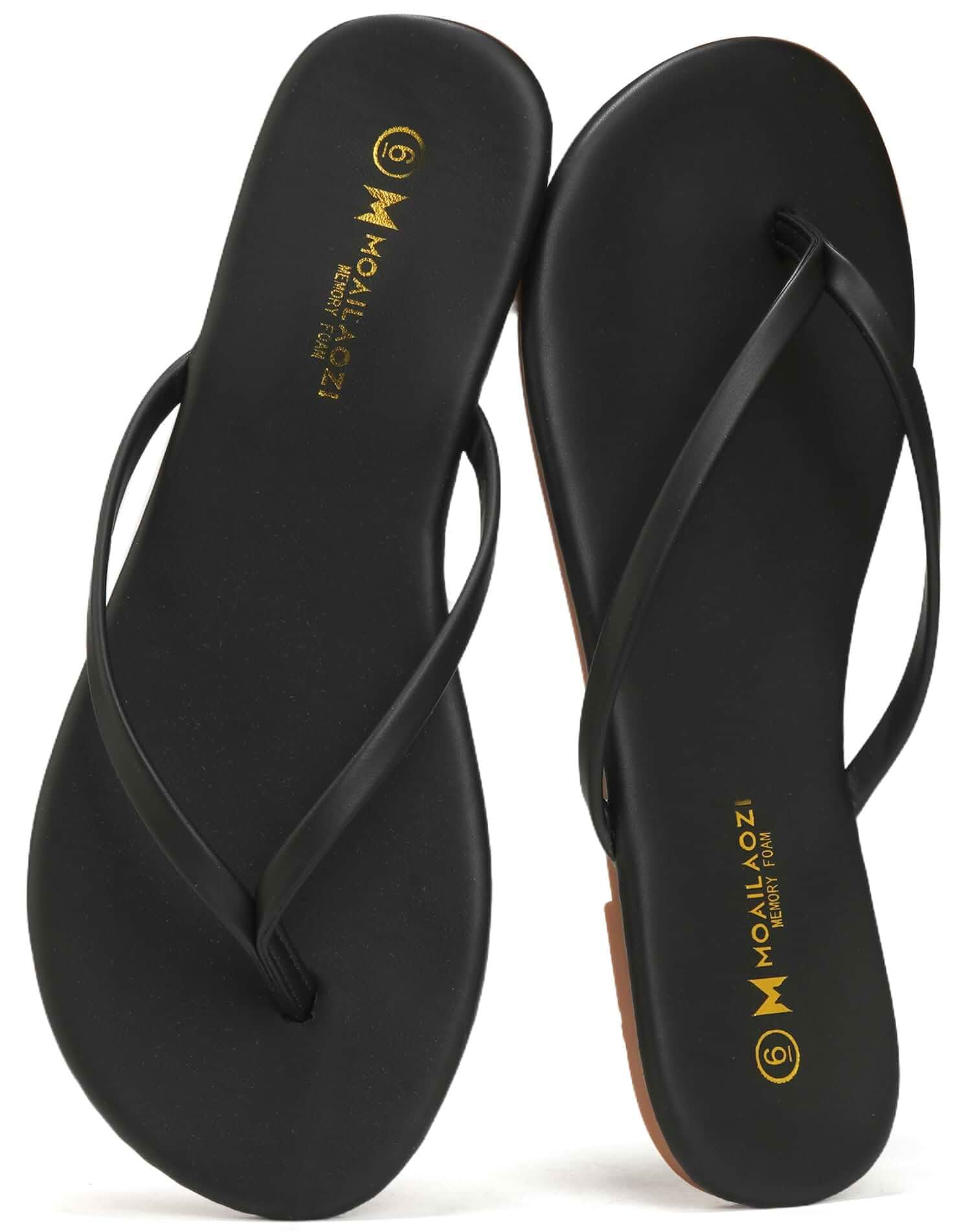 Flip Flops for Women With Memory Foam Insole Support,Soft Fabric Fits Comfortably Lightweight Slippers, Non-Slip Durable Beach Sandals Slip On Thong Cushion Flat Dressy