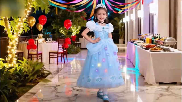Disfraz de Princesa Azul con Luces para Niñas 4-5 Años miniatura 7