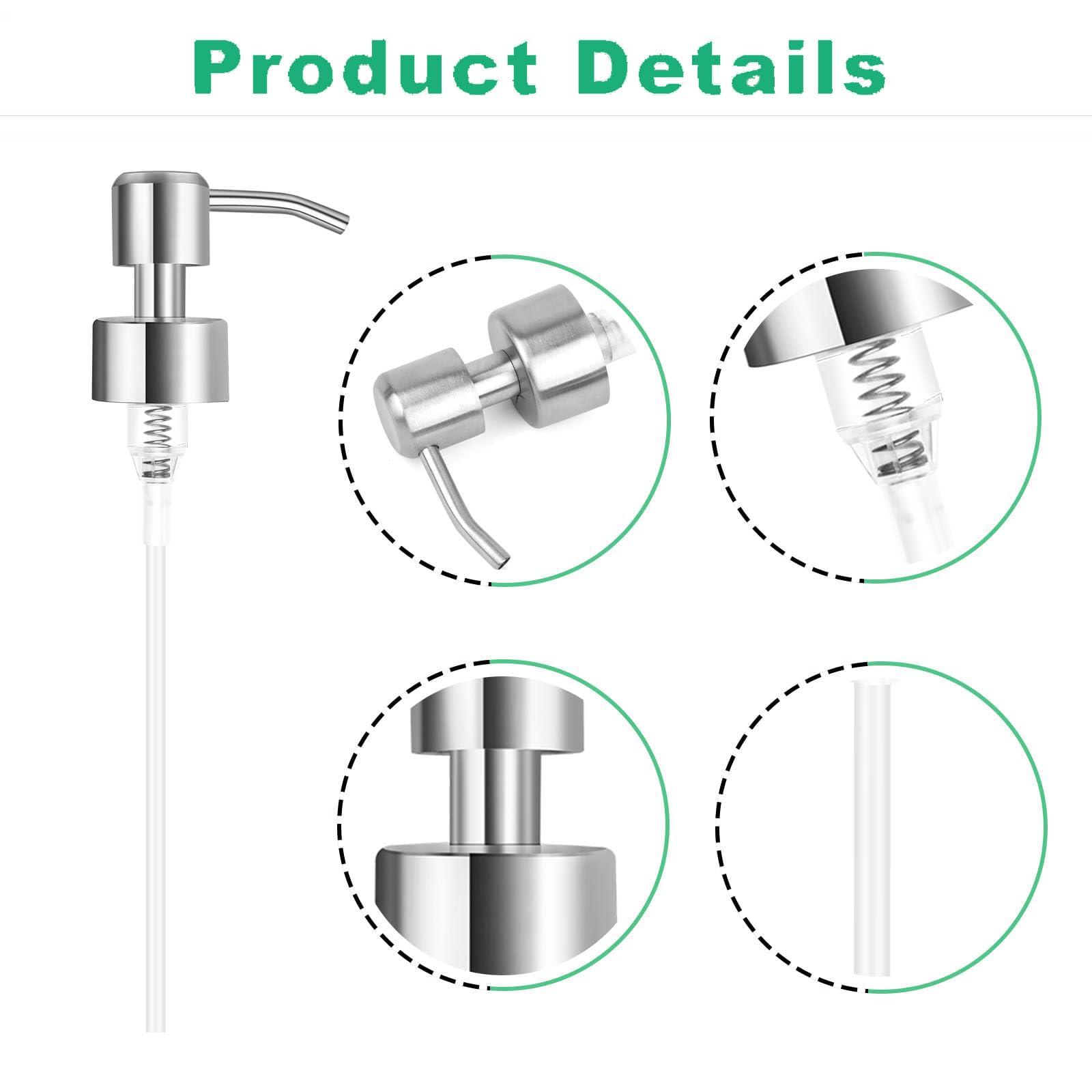 2er Set Schwarzer Seifenspender-Pumpenkopf – Edelstahl 304 & ABS, 28mm Gewinde – Für Handseife, Shampoo & Duschgel