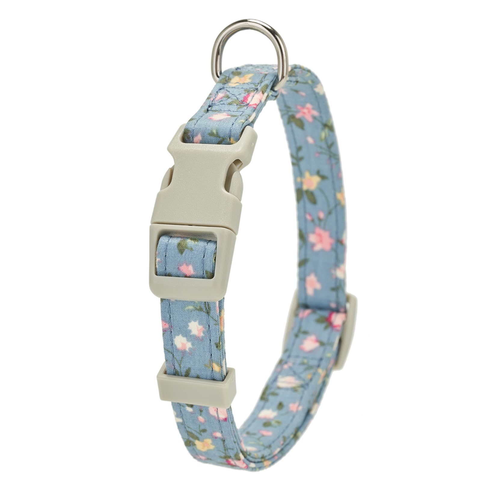 YUDOTE Cotton Dog Collar XS Soft Lightweight with Hand-tied Knot Bow Non-irritating for Puppies Delicate Neck 22-30cm,BlueFlora - Image 4