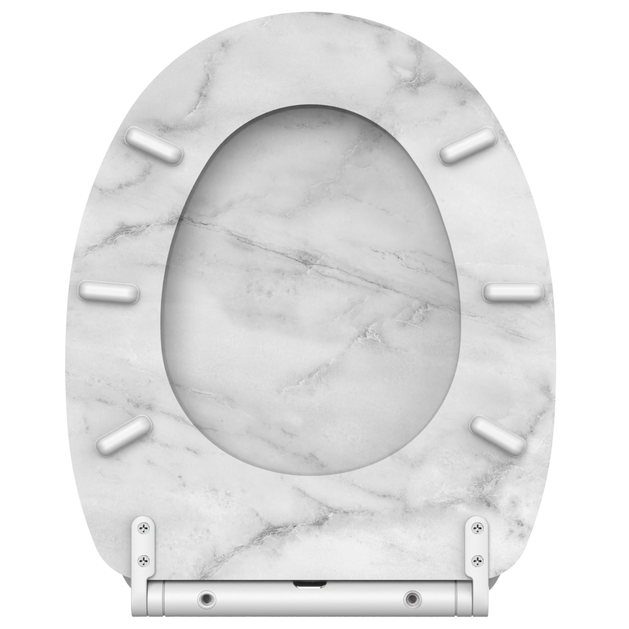 Sanilo Sedile WC con chiusura ammortizzata e sgancio rapido, il coperchio del WC può essere rimosso con la semplice pressione di un pulsante, facile montaggio dall'alto (Marmo)
