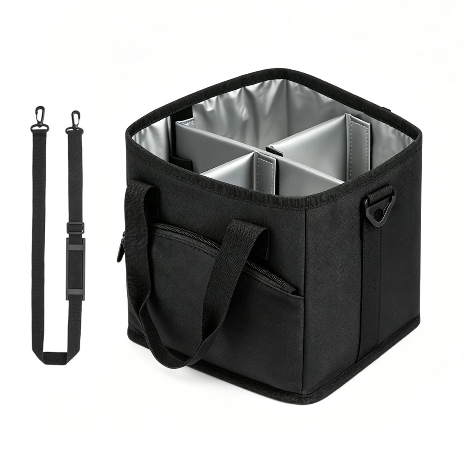 Collapsible 4 Water Bottle Holder with Adjustable Strap 4-Cup Drink Bag Portable Insulated Beverage Bags Multiple Tumbler Carrier Caddy Reusable Insulated 4 Cup Drinking Carrier