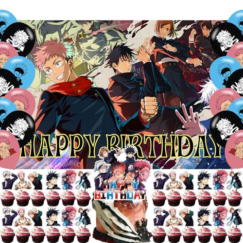 Jujutsu Anime Kaisen Birthday Backdrop Poster for Jujutsu Anime Kaisen Theme Party Decorations Anime Birthday Supplies Background Studio Shoot Photo Props
