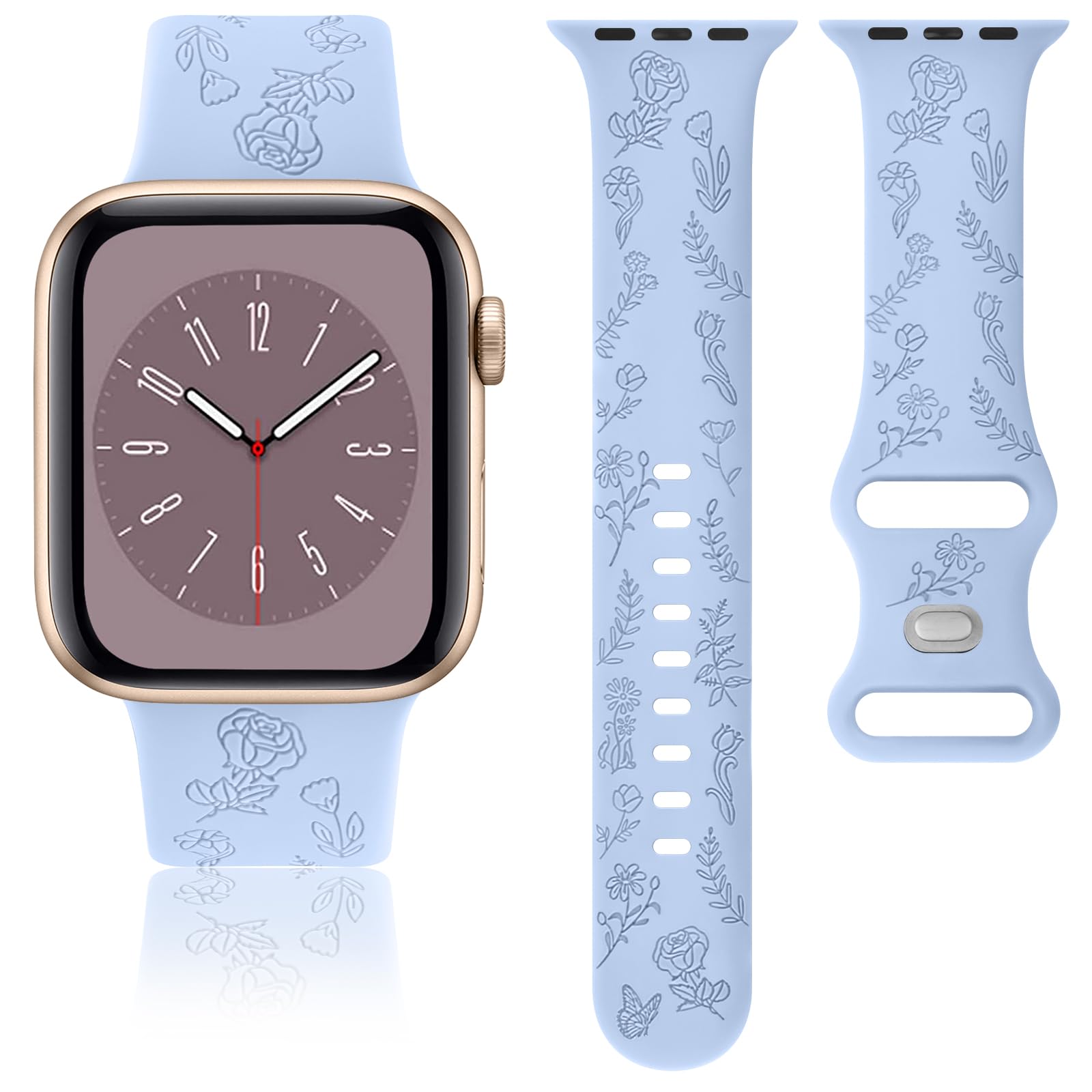 Flower Engraved Strap for Apple Watch Strap 42mm 44mm 45mm 46mm 49mm - Image 4