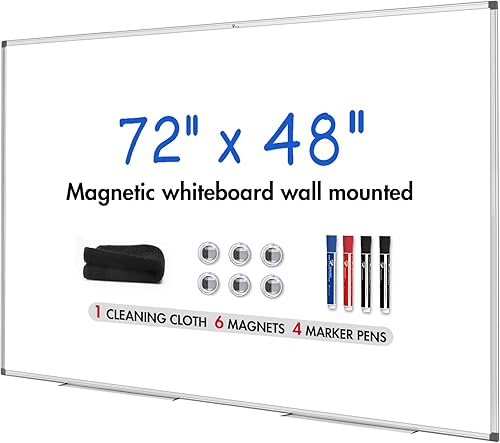 Miniatura 9 de TOWON Pizarra magnética de borrado en seco, 72 x 40 pulgadas, pizarra blanca con marco de aluminio para pared, pizarra grande de borrado en seco