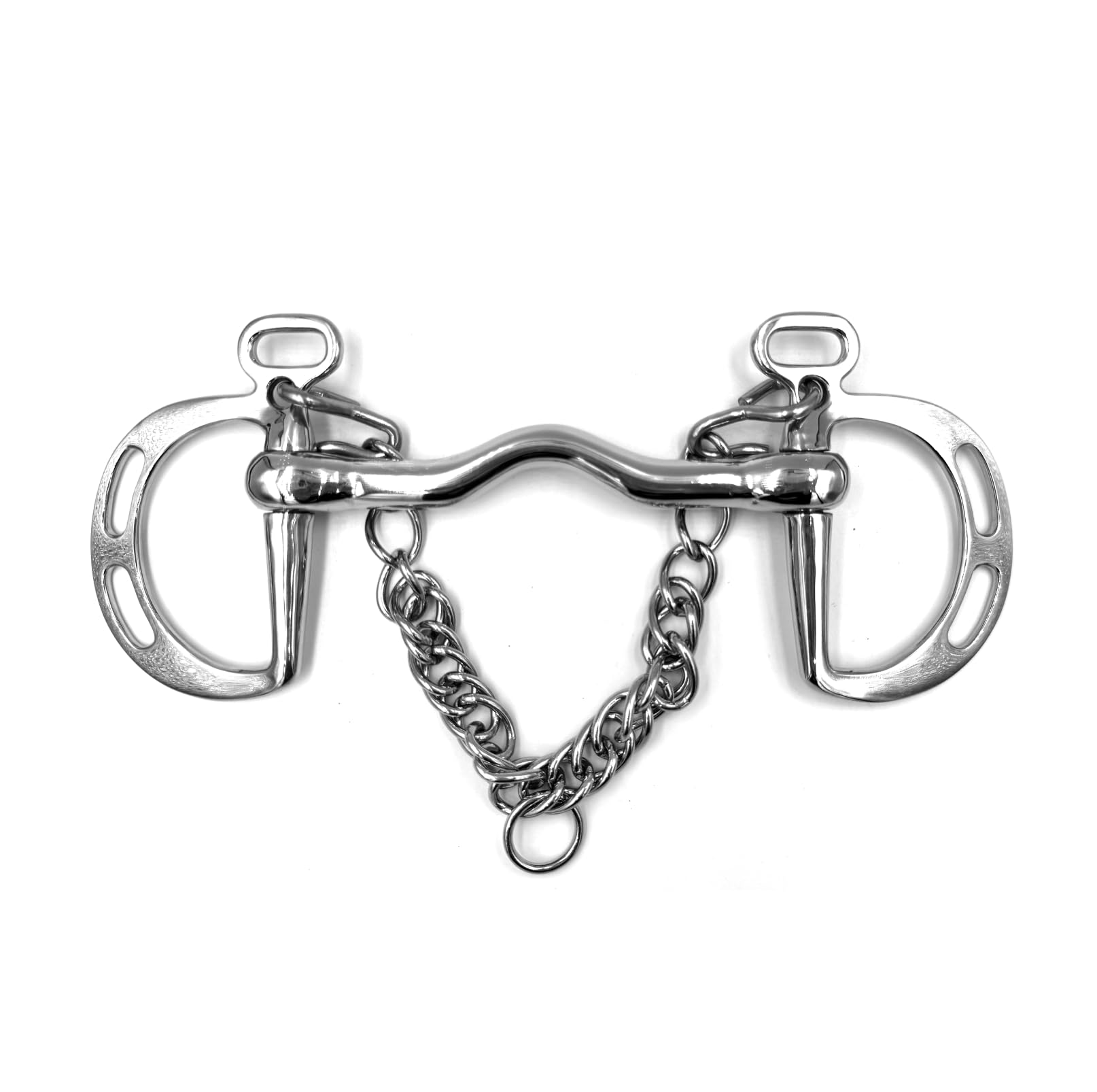 Equine Smile ES0068 Kimblewick Spring Bit Rigid Bar with Slots and Tongue Clearance Satin Stainless Steel Bit Thickness 16 mm (12.5 cm)