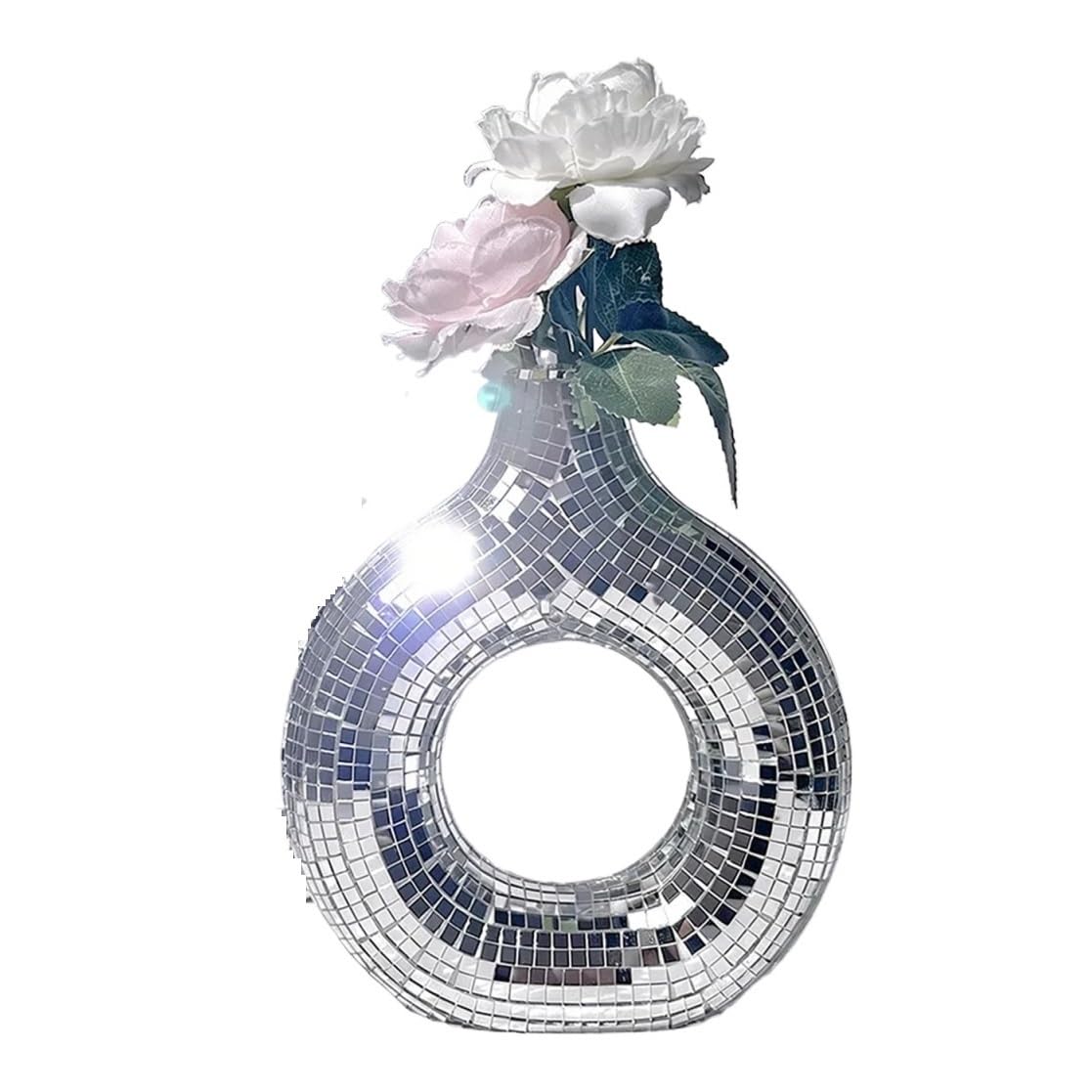 Disco Vase Disco Flower Pot Donut Glass Mirror Vase